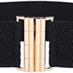 Women's Bamboo Pattern Buckle Elastic Girdle Waistband Outer Dress Decorative Belt (Black)-image-32