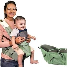 POLKA TOTS 6 in 1 Hip Seat Baby Carrier With Airbag Seat in Green Color, Adjustable Waist & Comfortable Lumbar Support With Trendy Carry Bag Mostly Suitable for C Section Mother (3 to 36 Month) Infant-25