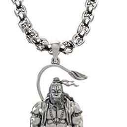 Unisex Stainless Steel Hindu God Lord Mahavir Mahabali Shri Bajrangbali Sankat Mochan Ram Bhakt Pavan Putara Sitting Meditation Yoga Hanuman Ji Locket Pendant Necklace With Box Chain-16