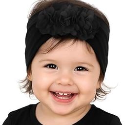 Shivashay Baby Headbands Nylon Strechable Soft Flower Bow Hairbands for Newborns, Infants, Toddlers and Kids 0-3 Years (Black)-image-95