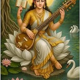 Komstec MATA Saraswati Wall Sticker for Home, Office & Other Places Poster 12x18 Inch-image-82