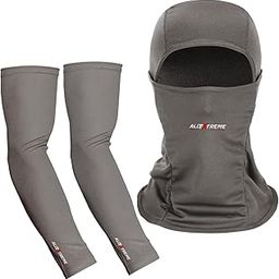 Allextreme Arm Sleeves and Balaclava Combo Hand UV Protection Cover & Riding Full Face Mask Set for Men Women Cycling Biking Outdoor Use (1 Pair Arm Sleeves & Balaclava-Grey)-picture-12