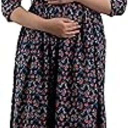Women's Cotton All Over Print Maxi Maternity Gown-3