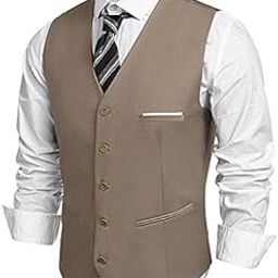 FH Men's Poly Viscose V-Shape Tuxedo Style Waistcoat BEIGE_42-picture-21
