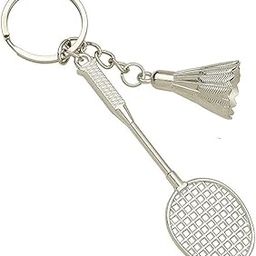 Badminton Racket | Racquet with Shuttlecock Sports Metal Keychain for Car Bike Keyring (Gold)-picture-47