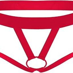 Men's Half Coverage Thong Brief Stretchable Lingerie Briefs Comfortable for Honeymoon Red-52