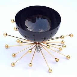 DSH Metal Modern Multiutility Snacks Decorative Bowl Table Designer Corporate Decorative Serving Bowls Set for Home Kitchen (7 x 7 x 4 Inches, Black & Gold)-7