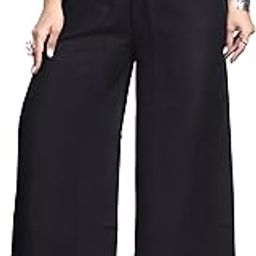 Palazzo Pants for Women | Premium Rayon Cotton | Elastic Waist, Solid Color, Stylish Wide-Leg | Comfortable High-Waisted Palazzo for All Occasions-image-95