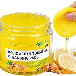 (50Pcs) Kojic Acid and Turmeric Cleansing Pads, 50 Pcs Face Cleansing and Exfoliation Turmeric Cleansing Pads, Turmeric Face Scrub Pads Enriched with Kojic Acid and Turmeric Face Scrub Pads.-21