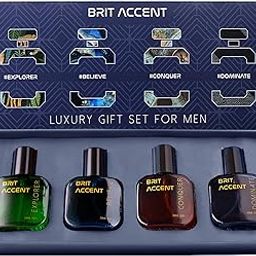 BRIT ACCENT| Men's Luxury Fragrance Gift Set | 4 x 20ml EDP| Believe, Conquer, Dominate, Explorer Collection| Premium - Ingredients|-0