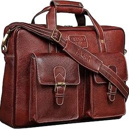 Laptop Bag for Men - Genuine Leather Messenger Bag for Office - Fits up to 16 Inch Laptop -Brown Shoulder Bag with Multiple Compartments - Executive Leather Bag for Work and Travel-image-42