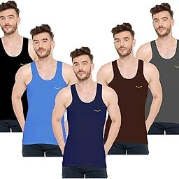 Men's Cotton Sleeveless Colored Vest - Soft, Comfortable, Breathable Undergarment Pack of 5 Colours May Vary-image-66