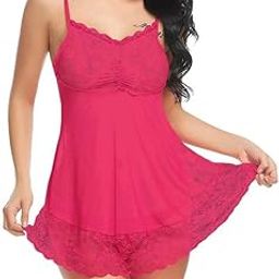 Women's Lace Floral Above The Knee Babydoll Lingerie-image-4