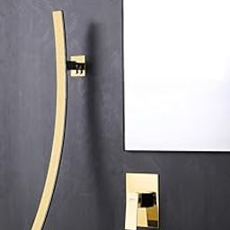 Aquieen Wall Mounted Single Lever Basin Mixer with Provision for Hot & Cold Water (Amor) (Gold)-image-63