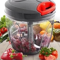 CHOPPER GREY 950 ML, Manual Food Chopper with Pull String, 950ml, Grey and Red, Dishwasher Safe-image-20