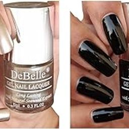 DeBelle Gel Nail Polish Combo Set of 2 - Chrome Beige (Metallic Beige), Luxe Noir (Black) - 16ml (8 ml Each)-picture-39