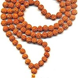 Rudraksha Beaded Necklace, Orange, Double-Strand Traditional Mala, 8mm-image-54