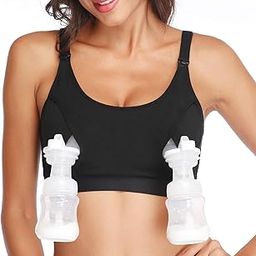 Lupantte Hands Free Pumping Bra, Breast Pump Bra, Adjustable Breastfeeding Nursing Bra for Holding Breast Pumps Like Spectra, Lansinoh, Philips Avent, Ameda, Bellababy,etc. (Large Black-image-19