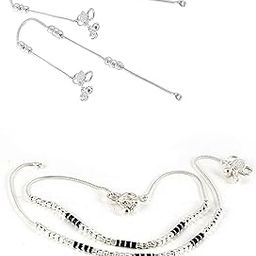 Heer Collection Traditional Jewellery For All Occassions Anklets Payal Pair for Women/Girls Alloy Anklet - Bzr_Combo Payal-102 & 107 (1-Pair Each)-image-96