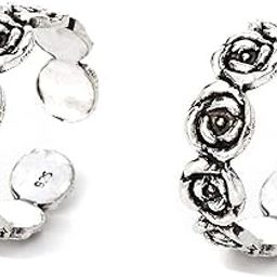 Sterling Silver Pair of Beautiful Rose Toe Rings-image-42