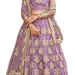 Purple Color Embroidery Net Fabric Lehenga Choli With Dupatta For Womens-image-23