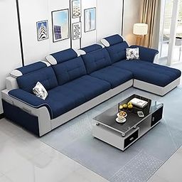 Casaliving Ella RHS 6 Seater L Shape Sofa Set for Living Room (Blue Grey Fabric) Premium Fabric Sofa Set-image-96
