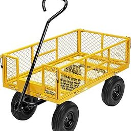 VIVOHOME Steel Garden Cart Heavy Duty 880 Lbs Capacity Folding Utility Wagon with Removable Sides and 10 inch Wheels (Yellow)-image-37