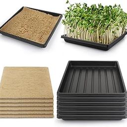 Mlhezy Microgreens Growing Kit, 12Pcs Hemp Mats with 6Pcs 10x10inch Growing Trays for Micro Greens Seeds Sprout, Herb Plant Starting Kit with Jute Pads for Indoor Germination Sprouts (Non-Hole Trays)-image-98