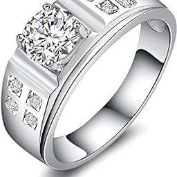 92.5 Sterling Silver American Diamond Unique Classical Men Ring || Certificate of Authenticity Real Silver Platinum Plated Ring For Men & Boys-image-80