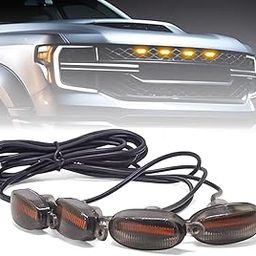 FABTEC Universal Car Grill Lights 4X4 Raptor Style | Yellow LED Daytime Running Light | Off-Road Emergency Light for All Vehicles (Set of 4)-image-60