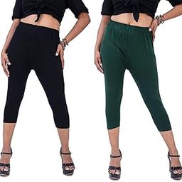 Women's Premium 4-Way Stretchable Cotton Capri Leggings Combo - Regular Skinny Fit |3/4th Length|High Rise-image-27