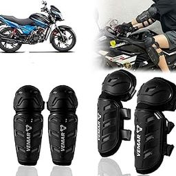 Auto Pearl Motorcycle Knee Shin Guards Elbow Pads, 4 in 1 Monstor Style Knee Shin Safe Protection Armor for Moto Cycling Racing compatible with Glamour i3s (Black, 4Pcs)-image-47