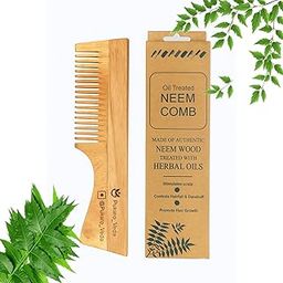 Pukaroveda Neem Wooden Comb, Soaked In 17 Herbs Neem & Sesame Oil For Multi-Actions - Detangling, Frizz Control & Shine,Suited For All Hair Types-image-33