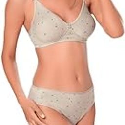 Women's Cotton Non-Padded Wire Free T-Shirt Bra and Panty Set 1927 Light Grey 34B-image-54