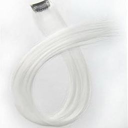 High lighter 1 White Color hairpiece coloured hair streaks feather artificial for young girls teenagers fancy strands 20inch Hair Extension-image-72