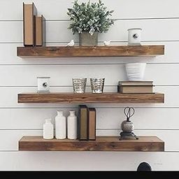 Md Decor sheesham Wood Floating Shelf | Solid Wood, Hard Wax Oiled | Handmade | Wooden Wall Decor Book Shelf/Floating Wall Shelf/ (Set of 3)-3