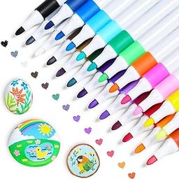 Amitasha 24 Shades Acrylic Markers Pen Paint Set for Rock Painting, Wood Painting, Art Craft Calligraphy Drawing, Glass Ceramic Fabric, Journal, Doodling, Writing Books, Perfect for Sketching-6