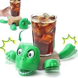 Eitheo Turtle Cup Holder with Funny Expression | 3D Printed Coaster for Mugs, Coffee, Wine, Bottles | Green Tortoise Desk Decor for Office, Kitchen | Gift for Men, Women, Kids Green Color (1 Pc)-image-36