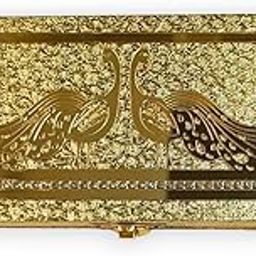 Premium Decorative Designer MDF Golden Gifting Cash Box, Shagun Box, Jewellery Box, Money Box, Gaddi Box (20x8.5x4cm) (Embossed Peacock)-image-83