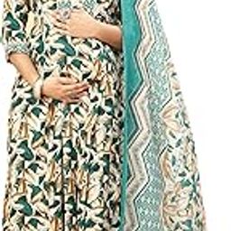 SKY FAB Women Viscose Rayon Anarkali Maternity and Nursing Kurta Set with Dupatta with Zipper-image-8