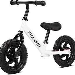 Balance Bike for 2-5 Years Old Kids 12 Inch Toddler Kids Indoor Outdoor Toys No Pedal Training Bicycle with Adjustable Seat Height (White)-12
