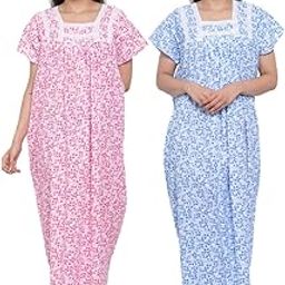Women's Cotton Lace Solid Color Nighty (Pack of 2)-image-25