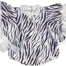 Women's Zebra Print Ruffle Blouse with Purple Trousers Set, Elegant Two-Piece Outfit, White and Purple-image-62