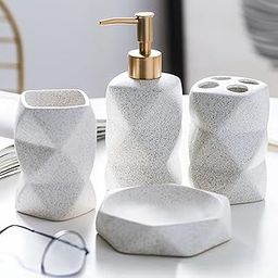 The Better Home 4pcs Ceramic Bathroom Accessories Set | Soap Dispenser for Bathroom (380ML) 1Toothbrush Holder 1Cup & Soap Case for Bathroom | Handwash Dispenser | Soap Holder for Bathroom | White-image-56