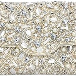 White Beads Crystal Handicraft Stunning Wedding Evening Party Clutch For Girls and Women's-image-20