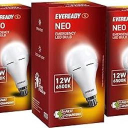 Eveready 12W Emergency Inverter LED Bulb, Cool Day Light (6500K), Rechargeable Bulb with 3 Hours Backup, Ideal for Powercuts, Energy Efficient, B22 Base, Pack of 3-picture-10