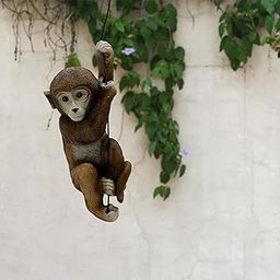 Hanging Monkey Garden Decor Resin Monkey Climbing Hanging Animal Statue with Rope shwpiece for Gift - 11.5 * 8 Inches-image-54