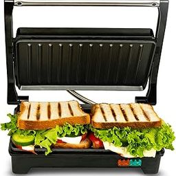 SOLARA Sandwich Griller and Toaster, 750W Electric Sandwich Maker, Non Stick Fixed Grill Plates 4 slices, Auto Cutoff, Non Toxic BPA Free, PTFE & PFOA Free, Easy to Clean, Power Indicators, Black-11