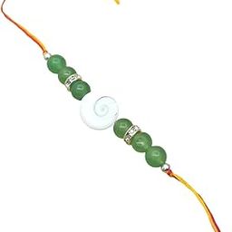 THECOSMICRELIEF Good Health & Luck Rakhi I Prosperity, Abundance Rakhi For Brother I Gomti Chakra Rakhi With Green Aventurine Crystal- For Brother, Bhai, Bhaiya-image-78