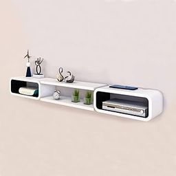 EXPRESSOW ENTERPRISES TV & Entertainment Units Decorative Wooden Wall Mounted Cabinet TV Wall Shelves Stand Set Top Box Holder Floating Shelves for Living Room Bedroom or Dining Room (White Black)-picture-24